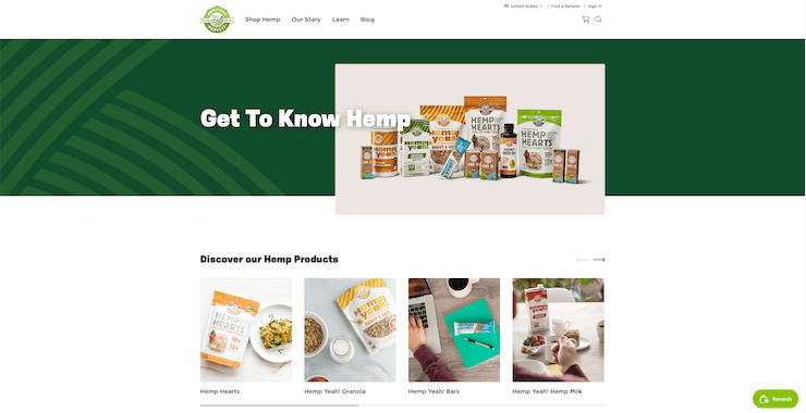 Screenshot of Manitoba Harvest homepage