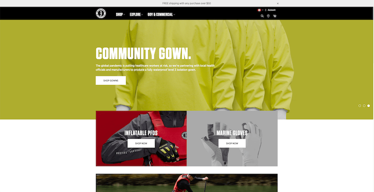 Screenshot of Mustang Survival homepage
