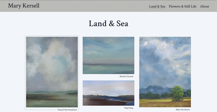 Screenshot of MaryKersell.com webpage