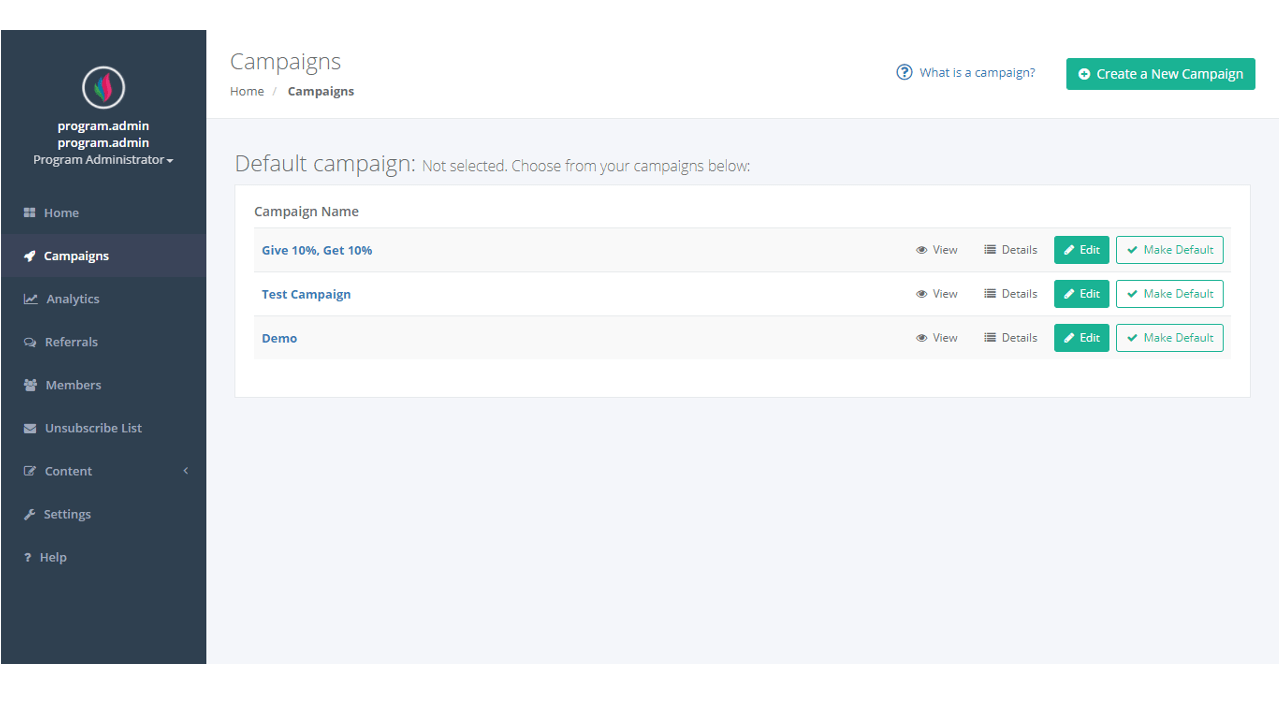 Screenshot of Rewardstream campaign editor
